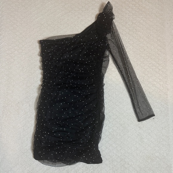 NWT ZARA | Bejewelled Asymmetric Black Tulle Dress SZ L - Picture 10 of 15